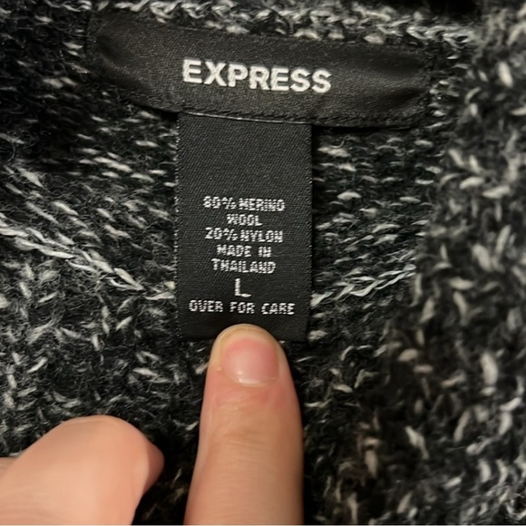 Express grey wool turtleneck sweater womens L - Picture 3 of 3